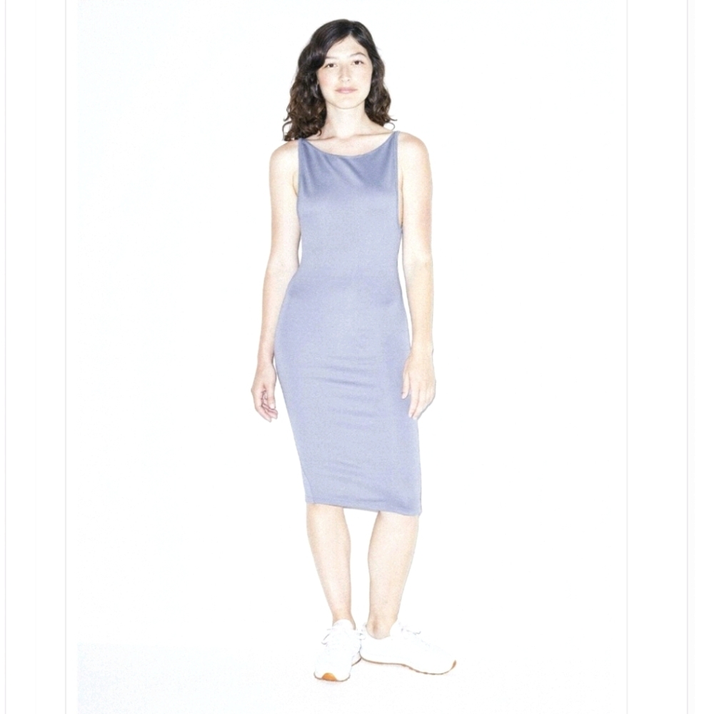 American Apparel Ponte Black MIDI Low Back Dress Medium